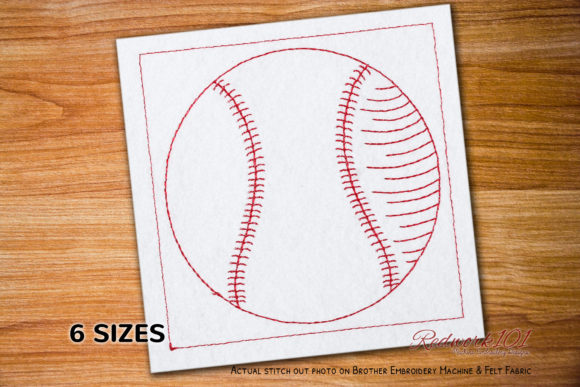 Baseball in White Leather Redwork: Design Review for Business Merch