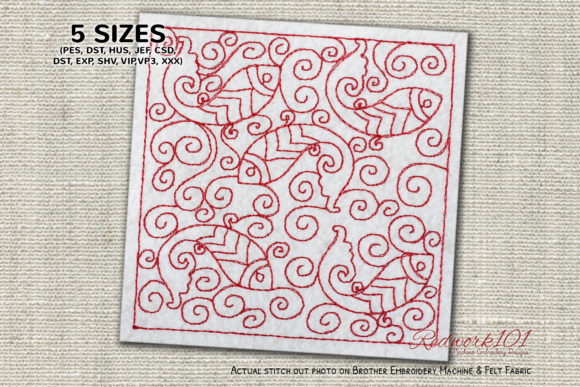 Fish Pattern Design Redwork
