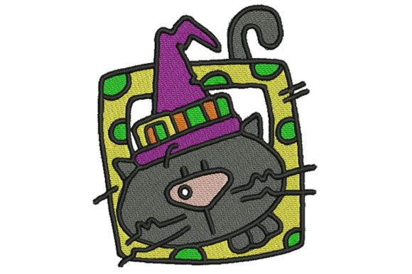 Halloween Block Cat Embroidery