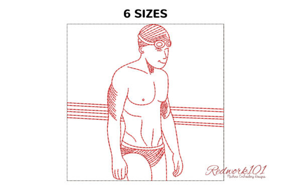 Men Professional Swimmer Redwork Review for Custom Gifts