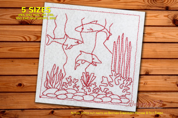 Three Sharks in the Sea Lineart Design