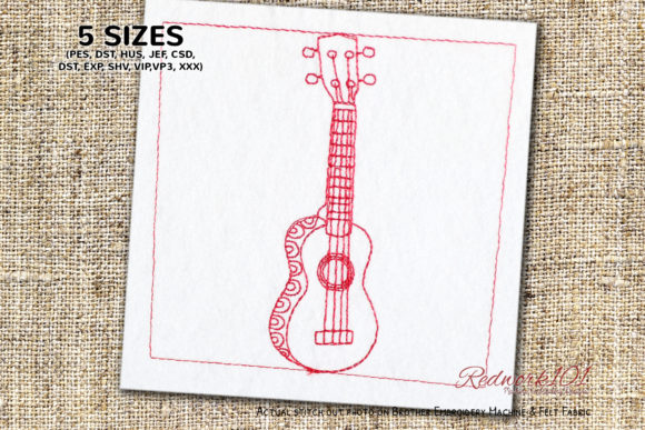 Ukulele Guitar Embroidery
